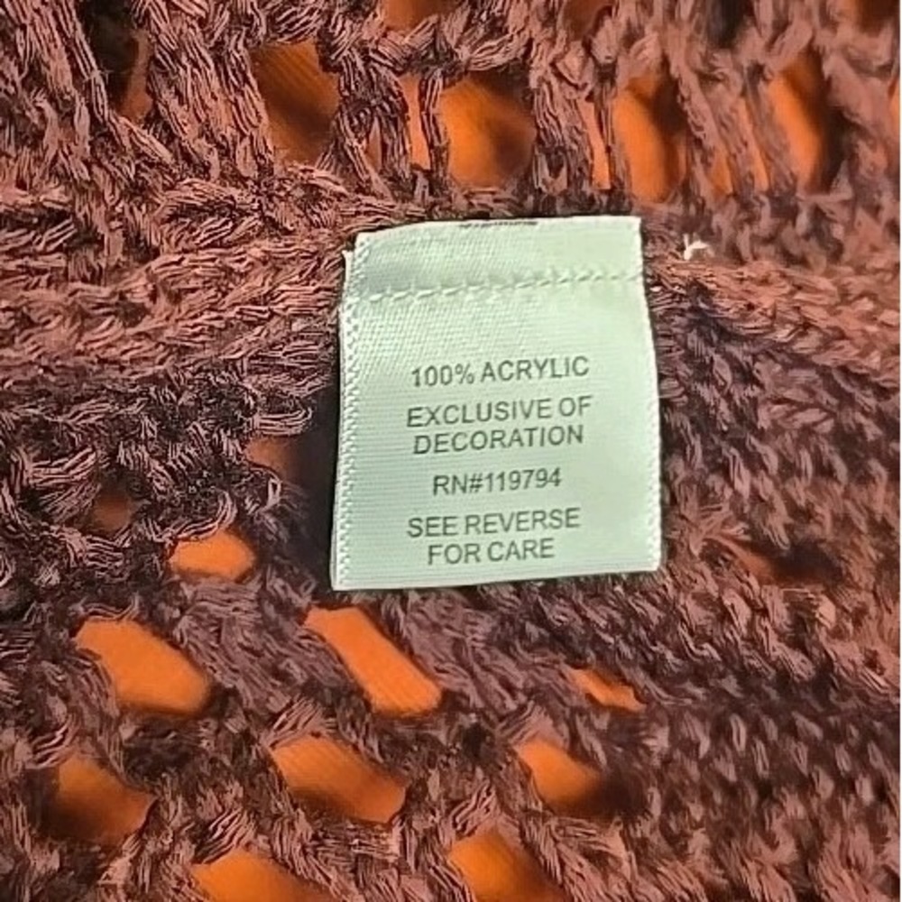 Indigo Thread Co ~ Maroon Crochet Long Sleeveless Cardigan Boho Cottagecore M - Picture 8 of 10